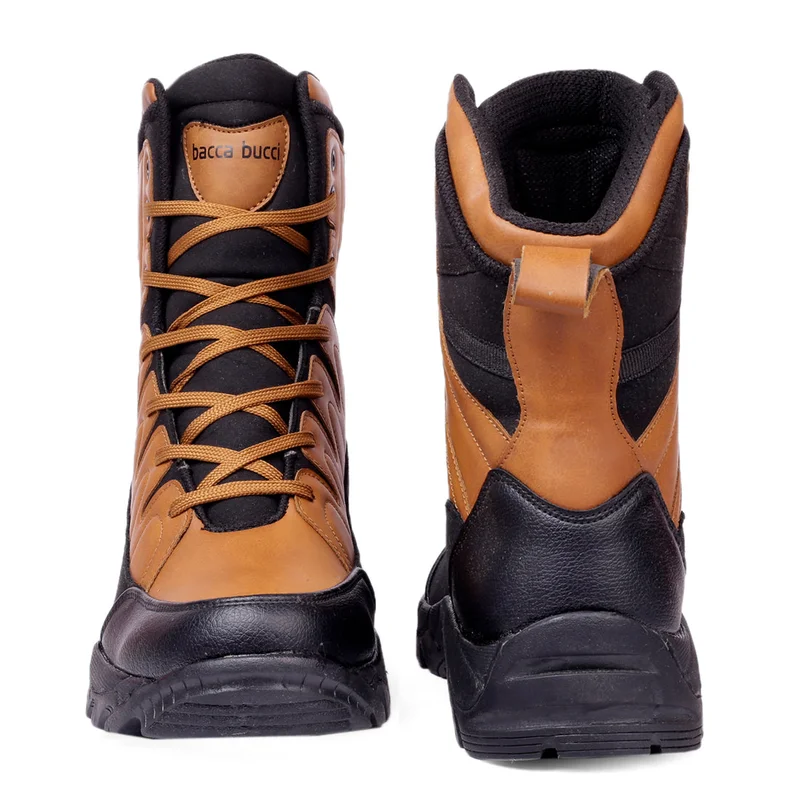 Bacca Bucci Brown Flame 7 Eye Moto Waterproof Snow Boots for Men | Best Price UAE